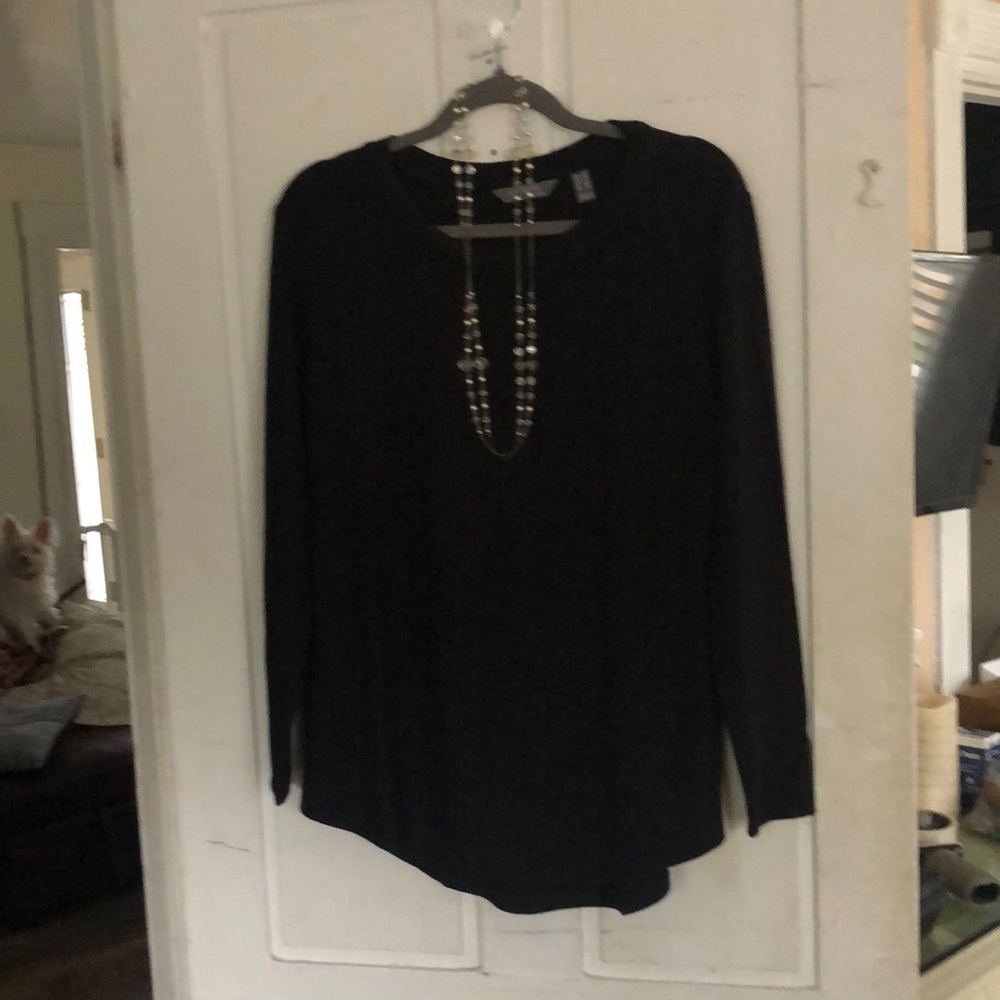 Lisa Rinna collection, size small black sweater with Charlotte Russo necklace